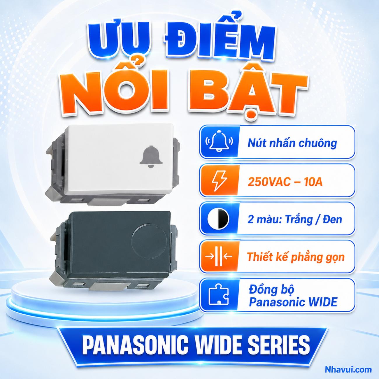 Nút nhấn chuông Panasonic WIDE Series 250VAC – 10A
